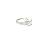 Platinum 3.05 J I1 Round Diamond /.45ct E VS1 Tapered Baguette Diamond (3) Stone Engagement Ring Certified By GIA# 5232651827